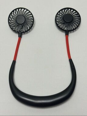 Portable Hands-Free Neckband Fan Headphones - Black and Red